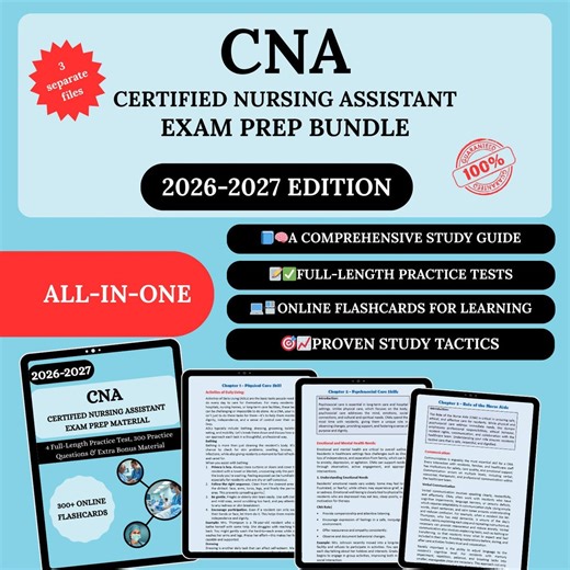 CNA Exam Prep Bundle 2026 | CNA Study Guide | CNA Exam | Cna Ebook | Cna Flashcards | Cna Student Study Guides | Cna Nursing Exam | Cna - Etsy