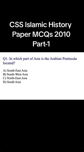 CSS Islamic History Paper MCQs Insights