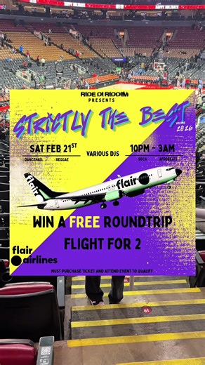 Who wants to win a free flight?? Click the link in my bio or go to Eventbrite and get your tickets to Ride Di Riddim: Strictly the Best ✈️ @flair airlines #jamaicantiktok🇯🇲viral #torontoparty #eventbrite #fyp #dancehall