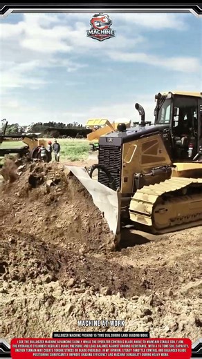 Bulldozer Machine Pushing 15 Tons Soil During Land Grading Work