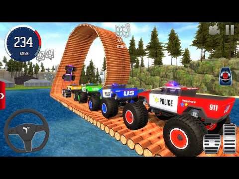 Impossible Car Mega Stunts Ramp Simulator #2 - US Police Monster Truck Driving 3D - Android gameplay
