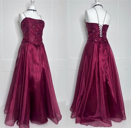 Vintage Prom Dress, Retro Graduation, 1990s Burgundy, Evening, Formal, Party, Ball, Cruise, Black Tie, Special Occasion UK 14 - Etsy UK