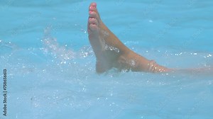 Female Foot Splashing in Water at a Swimming Pool in 4k slow motion 60fps