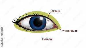human eye, illustrating the major parts including the pupil, iris, cornea, sclera, eyelash, and tear duct, biology classes, anatomy studies, medical presentations, human eye anatomy