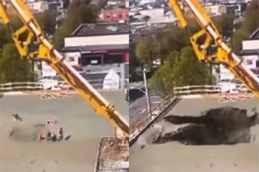 Shocking video emerges of worker falling through collapsing floor in downtown Victoria (VIDEO)