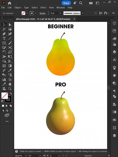 Adobe Illustrator 2026 - Tips for drawing realistic 3D Pears like a Professional #ducthangds #illustration #illustrator #illustratortips