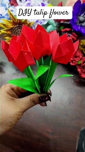 “Amazing Tulip Flower Craft 🌷 | 1-Minute DIY Magic ✨”#shorts #viral #diy