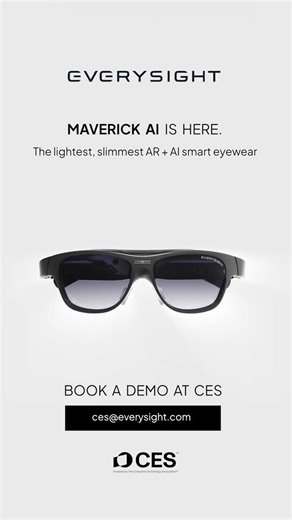 Maverick AI is here at CES 2026. Following the launch of Maverick — the lightest, slimmest AR eyewear for sport — we’re introducing Maverick AI: everyday AR glasses with an AI-enabled camera for native visual intelligence, designed for all-day use. 🎯 By appointment 📍 Aria Hotel and Casino 📩 ces@everysight.com #CES2026 #SmartGlasses #AR #AI #WearableTech | Everysight