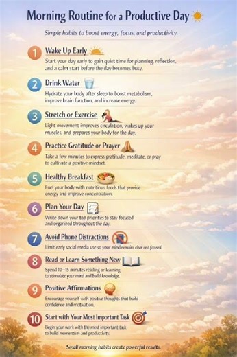 Morning Routine for a Productive Day ☀️ | 10 Habits to Boost Energy, Focus & Productivity. #shorts