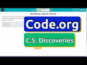 Code.org Lesson 3.5 Headings | Tutorial with Answers | Unit 2 Web Development | C.S. Discoveries