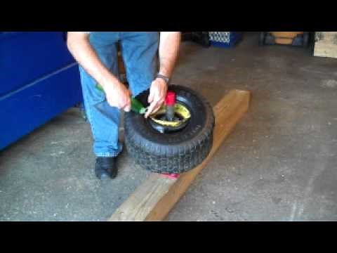 How to mount a tire on a lawn tractor