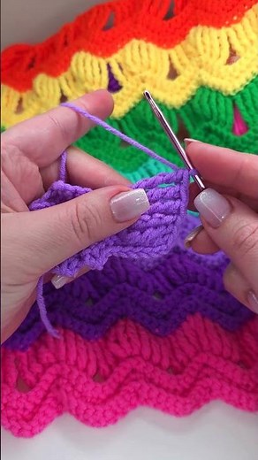 Crochet easy fan colourful ripple stitch 🌈
