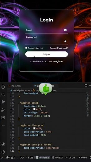 Animated Login Form Using HTML CSS #webdevelopment #loginform #shorts