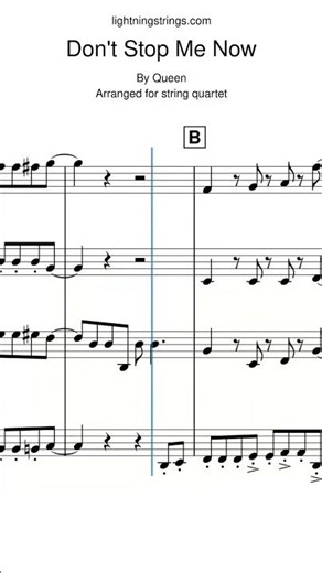 Queen - Don't Stop Me Now | String Quartet Sheet Music | lightningstrings.com