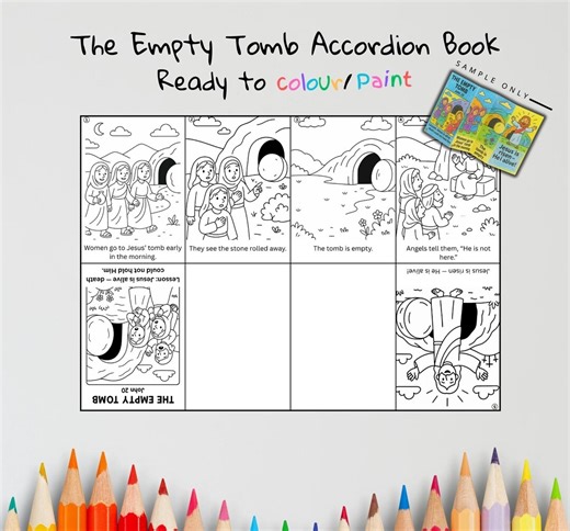 The Empty Tomb Bible Craft | Kids Sunday School Activity | Bible Coloring & Sequencing Craft | John 20 Lesson - Etsy