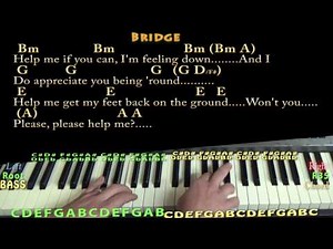 Help! (The Beatles) Piano Cover Lesson in Bm with Chords/Lyrics