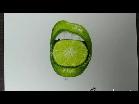 Green lips - lemon lips - step by step tutorial