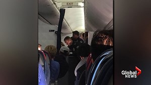 Delta flight attendants break two wine bottles over head of unruly passenger