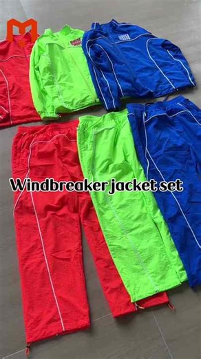 Lightweight Nylon Windbreaker Jackets and Nylon Track Pants Set Custom Stitching Mesh Fabric Jogging Suits Windbreaker Tracksuit