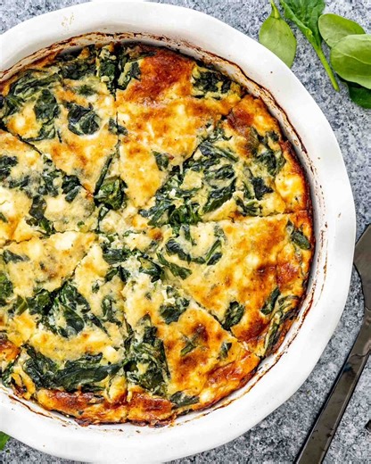 Crustless Spinach Quiche – packed with cheese, loaded with spinach, low carb, and not a soggy crust in sight. Recipe link in comments 👇 | JoCooks
