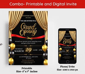 Buy Grand Opening Invitation | Black Gold Business Launch Invite | Restaurant Opening Invitation Template (digital Download Printable) Online in India - Etsy