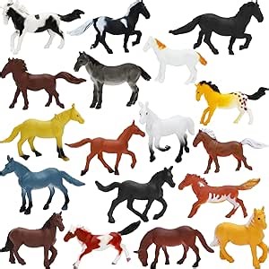 ONEST 18 Pieces Mini Horse Figurines Playset Hand Painted Tiny Horse Realistic Detailed Plastic Horse Figures