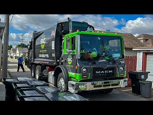 Two Man Crew on a SBC Mack MRU Loadmaster Rear Loader Garbage Truck