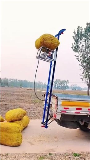 Loading process of bagged dry alfalfa using lifting tools