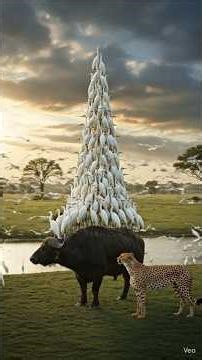 एकता की ताकत 🐦🐃 | Birds Save the Buffalo from a Cheetah 🐆 #viralvideos#shortvideo#trending#reels