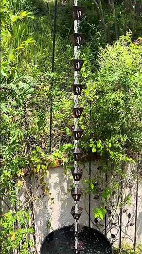 Mesmerizing Rain Chain Fountain | 8ft Black Rainchain with Recirculating Water Flow
