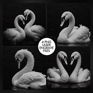 4 Swan Laser Engraving PNG, Slate Engraving PNG, Laser Burning, Laser Ready, Slate Coaster PNG, Laser Burn File, Lightburn - Etsy Canada