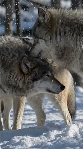 Amazing interaction between 2 wolves