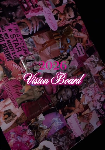 My first time making a vision board and I can’t believe I’ve never done it before. This board is everything I want for this year. Success, growth, happiness, glitter, and pink💞 #visionboard #pink