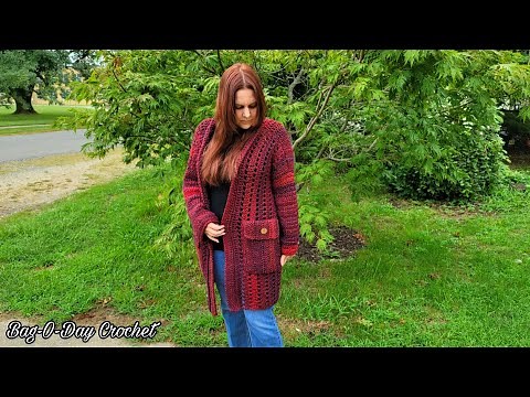 Easy Crochet Cardigan With Pockets / Bag O Day Crochet Tutorial