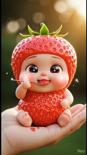 Strawbery Taste Itself for First Time! 🍓#TinyTaster #MiniFood #CuteContent #TinyBites #MiniMunch