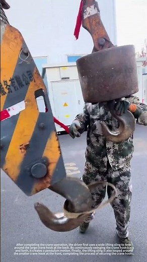 Use inertia to loop around both crane hooks