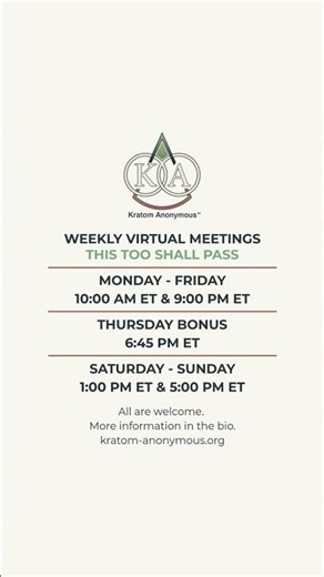 Kratom Anonymous Virtual Meeting Schedule