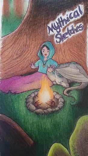 Night time Campfire(Sketch to Drawing)