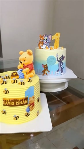 🩵Tom and jerry theme cake💛& 💛winnie the pooh theme cake💛 #trending #handmade #viralvideo