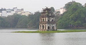 The Turtle Tower in middle of the Hoan Kiem Lake