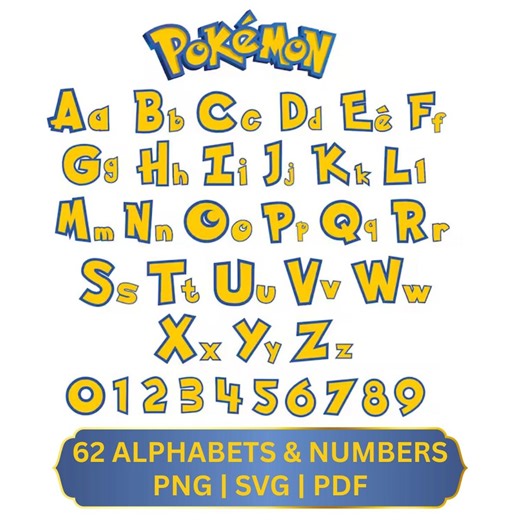Pokémon Alphabet Letters, Kids Font, SVG PNG PDF, Commercial Use, Digital Downloads - Etsy