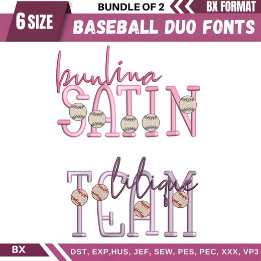 Baseball Stitch Machine Embroidery Font, Big League Monogram Script Alphabet,  BX Satin Stitch, Signature Font, 6 Sizes, Instant Download