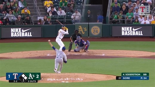 Tyler Soderstrom grounds out, second baseman Ezequiel Duran to first baseman Jake Burger.