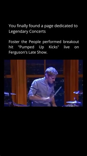 Legendary Concerts on Instagram: "This performance is the ultimate example of “cognitive dissonance.” In 2011, Foster the People took over the world with “Pumped Up Kicks,” an incredibly catchy indie-pop anthem that sounded like pure summer vibes. But underneath that whistled hook is a dark narrative about a school shooting, written from the perspective of a troubled teenager. Seeing the audience bop along to it live on The Late Show with Craig Ferguson is a surreal reminder of how a good beat c