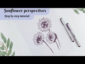 How to draw sunflowers. Draw different sunflower perspectives. Different Flower drawing.#sunflower.