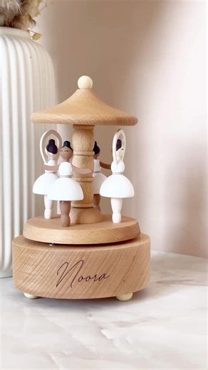 Our musical ballerina carousel isn’t just a decor piece ,it’s a little moment of magic. The kind you keep forever. Delicate details, soft pastel tones, and a tiny ballerina that dances to the sweetest melody… it feels like holding a childhood memory in your hands. A keepsake that becomes part of someone’s story. For a nursery, for gifting, or simply for the pure joy of beauty this carousel is one of those pieces that people never forget. #babygift #newborngift