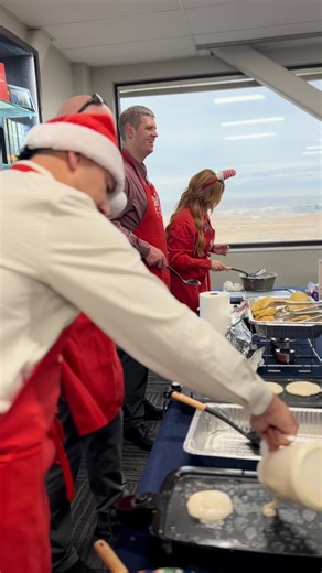 Executive leadership serving employees. The administration building in Draper decked its halls 🎄 and put on a festive look 🤶 as top leadership made breakfast 🥞 for staff in appreciation for the work they do all year. #TeamUDC #WorkingTogether #StaffInvestment | Utah Department of Corrections