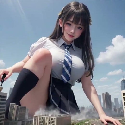 I'm going to play a trick on your car!(#giantess #giantwoman #ai動画 #gts #animation )