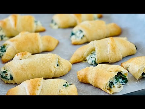 Spinach & Cheese Croissants- Easy recipe using Pillsbury Crescent Rolls