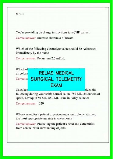 RELIAS MEDICAL SURGICAL TELEMETRY EXAM video
